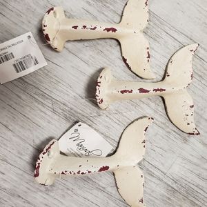 NWT Cast Iron Whale Tail Wall Hooks